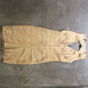 Gold/Cream Tight Cocktail Dress